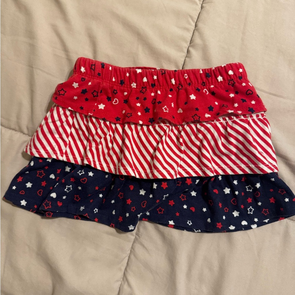 Red and Blue Star Patterned Kids Skirt